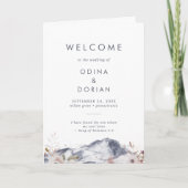 Eenvoudige Floral Mountain Folded Wedding Programma (Voorkant)