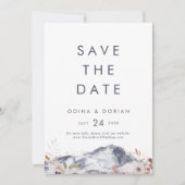 Eenvoudige Floral Mountain Save the Date Kaart (Voorkant)