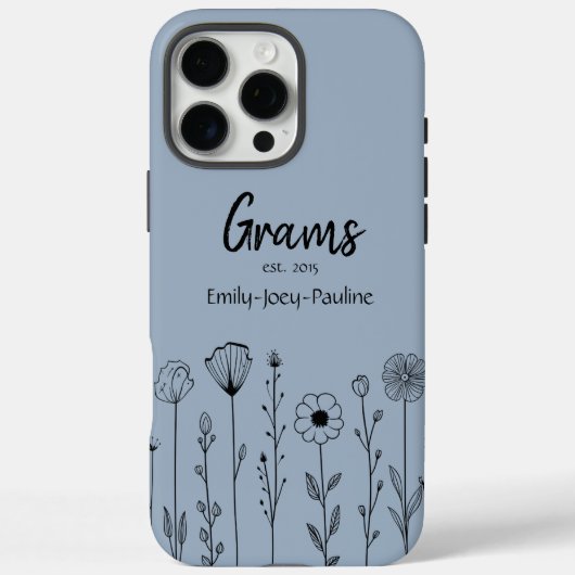Eenvoudige Floral Nana Aangepaste Titel Case-Mate iPhone Case (Achterkant)