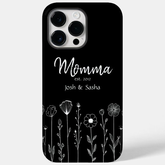 Eenvoudige Floral Nana Aangepaste Titel Case-Mate iPhone Case (Achterkant)