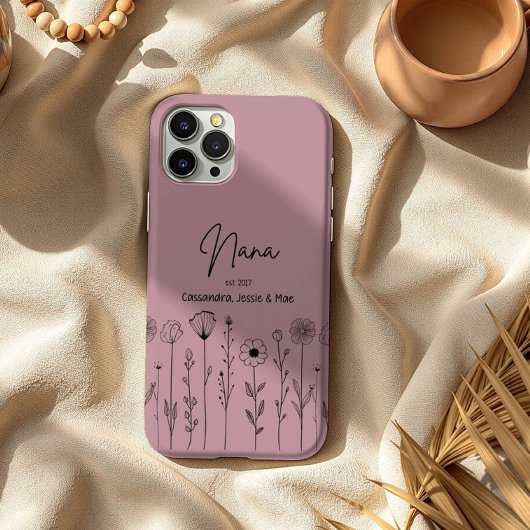 Eenvoudige Floral Nana Aangepaste Titel Case-Mate iPhone Case