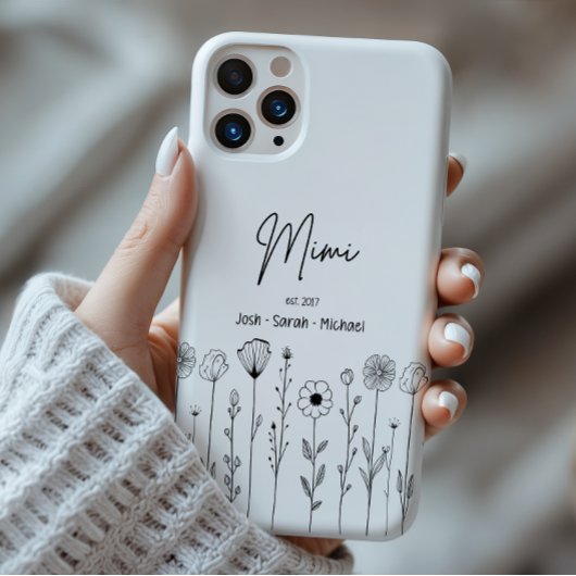 Eenvoudige Floral Nana Aangepaste Titel Case-Mate iPhone Case
