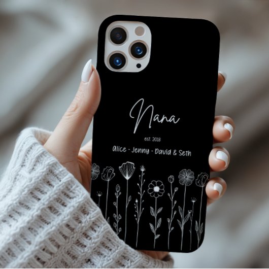 Eenvoudige Floral Nana Aangepaste Titel Case-Mate iPhone Case