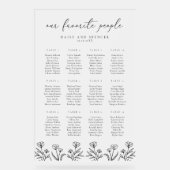 Eenvoudige Floral Outline Frosted Seating Acryl Bord (Voorkant)