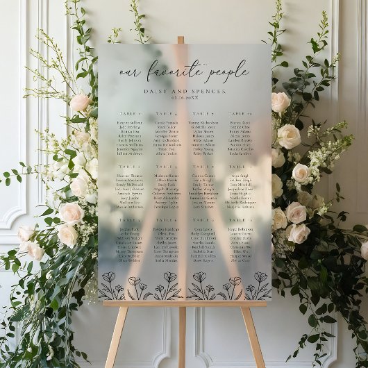 Eenvoudige Floral Outline Frosted Seating Acryl Bord