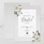 Eenvoudige Floral QR Code Bruids Douche Uitnodigin Kaart (Voorkant / Achterkant)