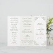 Eenvoudige Floral Sage Green Tri Fold Trouwprogram (Staand voorkant)
