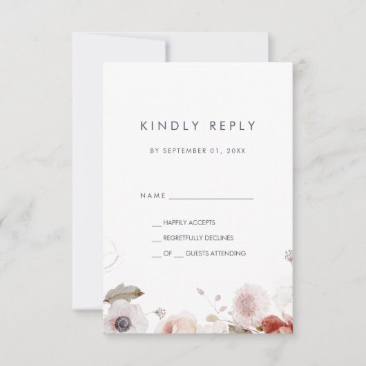 Eenvoudige Floral Simple RSVP-kaart RSVP Kaartje (Voorkant)