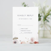 Eenvoudige Floral Simple RSVP-kaart RSVP Kaartje (Staand voorkant)