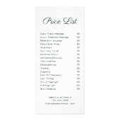 Eenvoudige Floral Spa en Salon prijslijst Reclamekaart (Achterkant)