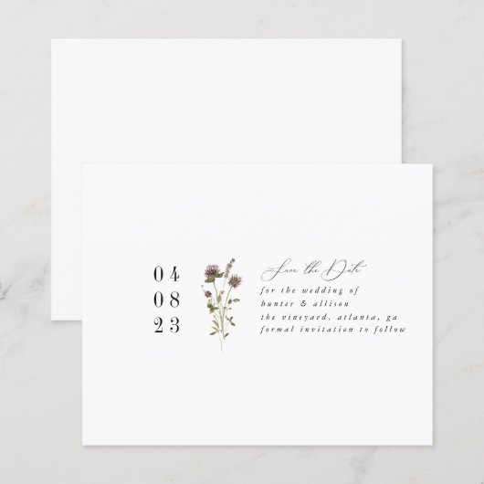 Eenvoudige Floral sparen de Datum (Voorkant / Achterkant)