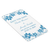 Eenvoudige Floral sparen de Datum Magnet, Blauw Magneet (Rechterzijde)