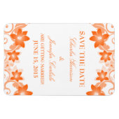 Eenvoudige Floral sparen de Datum Magnet, Oranje Magneet (Horizontaal)