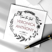 Eenvoudige Floral sparen de Datum QR Code Weddensc Kaart