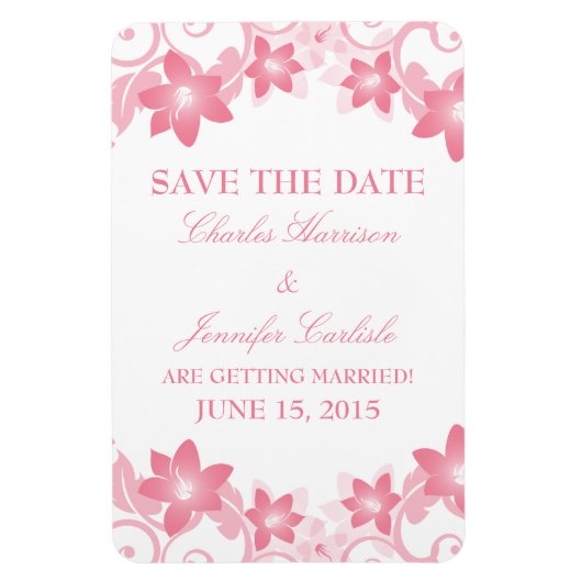 Eenvoudige Floral sparen de Magneet van de Datum,  (Verticaal)