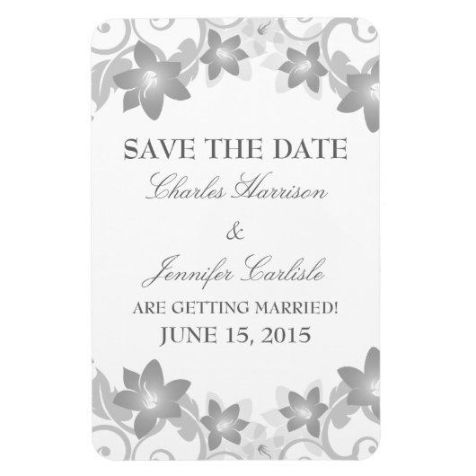 Eenvoudige Floral sparen de Magneet van de Datum,  (Verticaal)