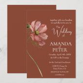 Eenvoudige Floral Terracotta bruiloft Kaart (Voorkant / Achterkant)