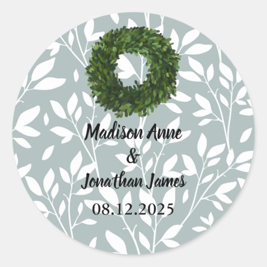 Eenvoudige Floral Vine verlaat het land Ronde Sticker (Voorkant)