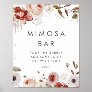 Eenvoudige Floral Vrijgezellenfeest Mimosa Bar Poster