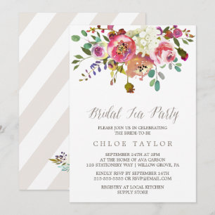 Eenvoudige Floral Waterverf Bouquet Bridal Tea Par Kaart