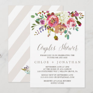 Eenvoudige Floral Waterverf Bouquet Couples Shower Kaart