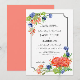 Eenvoudige Floral Waterverf Koral Oranje Mum Thist Kaart