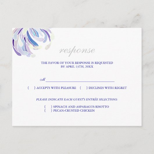 Eenvoudige Floral Wedding Menu Keuze RSVP-kaart (Voorkant)