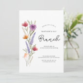Eenvoudige Floral Wildflower Moederdag Brunch Kaart (Staand voorkant)