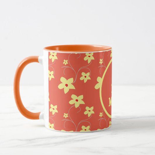 Eenvoudige Floral Yellow en Oranje Happy Morning Mok (Links)