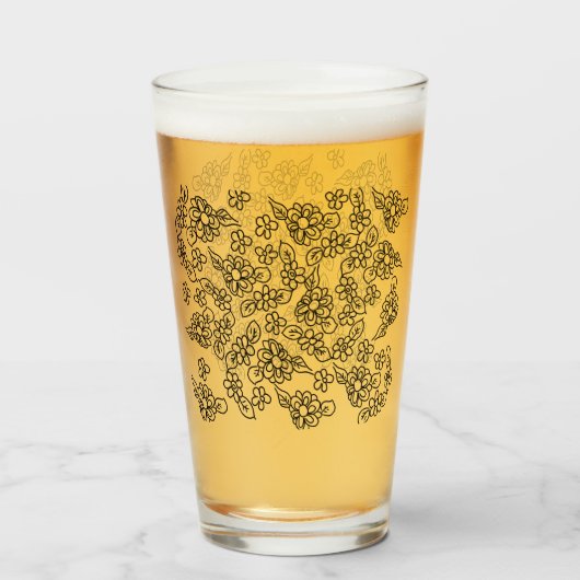 Eenvoudige florale tekening glas (Achterkant gevuld)