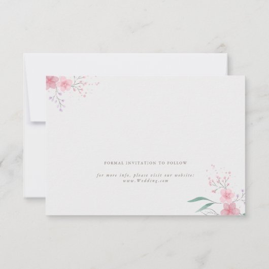 Eenvoudige Flower Elegant Flat Save The Date Kaart (Achterkant)