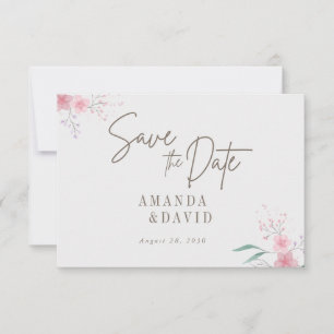 Eenvoudige Flower Elegant Flat Save The Date Kaart