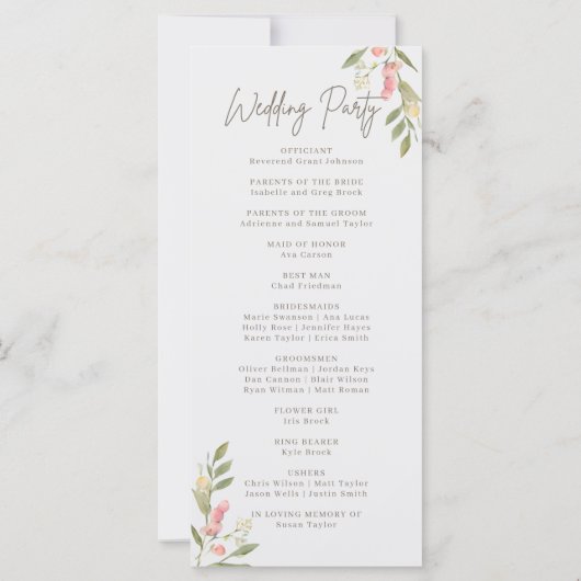 Eenvoudige Flower Elegant Wedding Programma's (Achterkant)