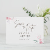 Eenvoudige Flower Elegant Wedding Save The Date Ka Kaart (Staand voorkant)