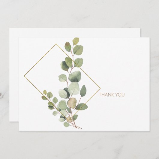 Eenvoudige 'Foliage Gold' tekst Begrafenis Dank u Bedankkaart (Voorkant / Achterkant)