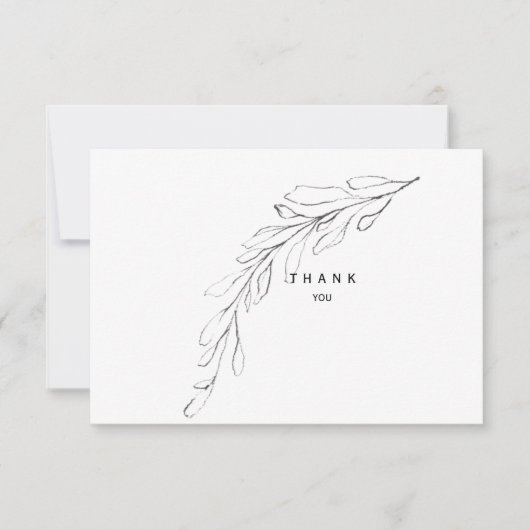 Eenvoudige Foliage Stem Funeral - Naam en datum Bedankkaart (Voorkant)