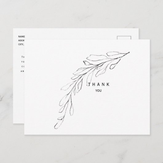 Eenvoudige Foliage Stem Funeral - Naam en datum Briefkaart (Voorkant / Achterkant)