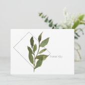 Eenvoudige Foliage White en Silver Funeral Dank u Bedankkaart (Staand voorkant)