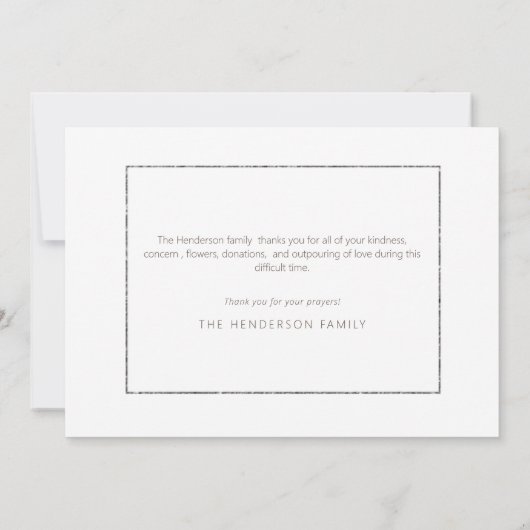 Eenvoudige Foliage White en Silver Funeral Dank u Bedankkaart (Achterkant)