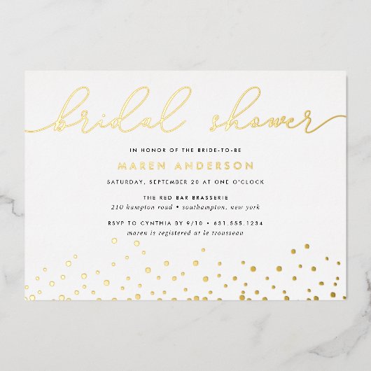 Eenvoudige Folie Confetti Vrijgezellenfeest Folie Uitnodiging (Voorkant)