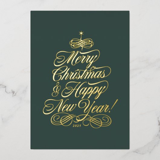 Eenvoudige Folie Kerst Kaart in Groen (Voorkant)