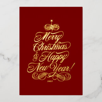 Eenvoudige Folie Kerstkaart Feestdagenkaart