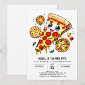 Eenvoudige Foodie Pizza Verjaardag Kaart (Voorkant / Achterkant)