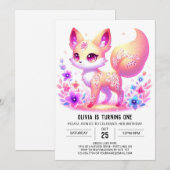 Eenvoudige Forest Fox Pastel 1e verjaardag Kaart (Voorkant / Achterkant)