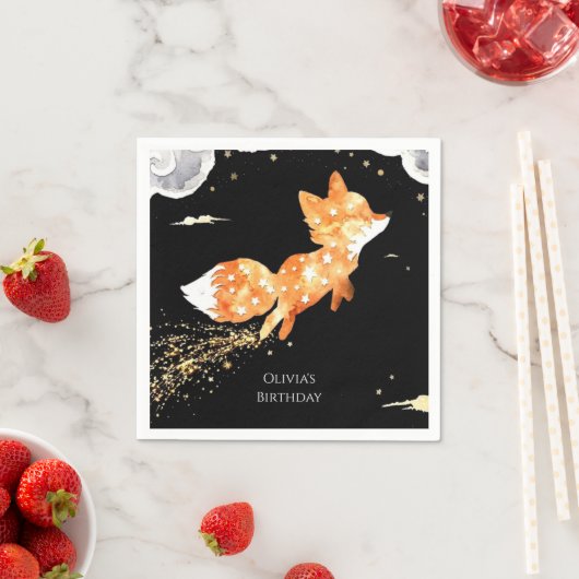 Eenvoudige Forest Fox Verjaardag Servet (Insitu)