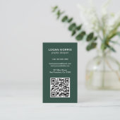 Eenvoudige Forest Green QR Code Modern Visitekaartje (Staand voorkant)