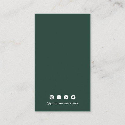 Eenvoudige Forest Green QR Code Modern Visitekaartje (Achterkant)