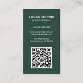 Eenvoudige Forest Green QR Code Modern Visitekaartje (Voorkant)