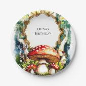 Eenvoudige Forest Mushroom Verjaardag Papieren Bordje (Voorkant)