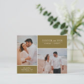 Eenvoudige Forever Two-foto Sla de datum op | Goud Aankondigingskaart (Staand voorkant)
